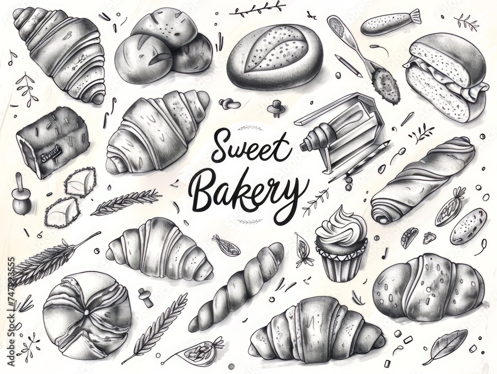Bakery background with croissants Bakery background with croissants
