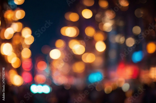 christmas background,Abstract bokeh lights. Bokeh blur of lights at night. Bright blue, gold, white glow circle background for festive, Christmas, and new year,out of focus.  © Rahul