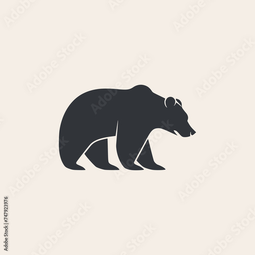 wild animal bear silhouette logo vector illustration template design