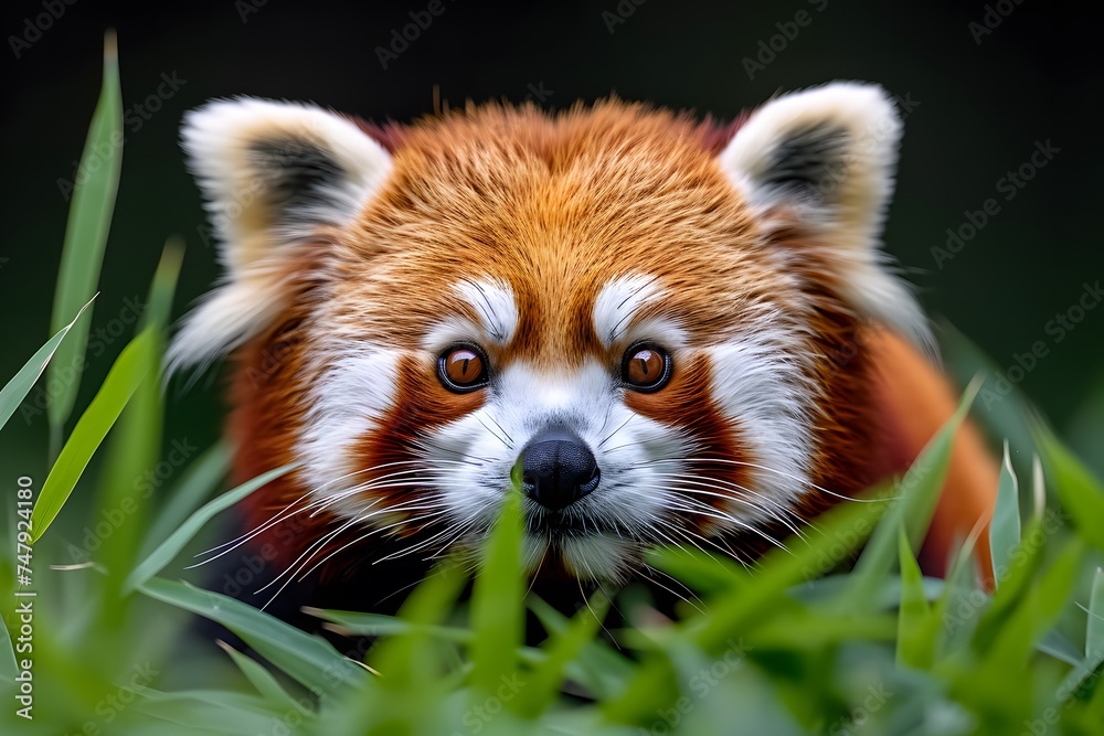 Naklejka premium red panda in a lush bamboo forest
