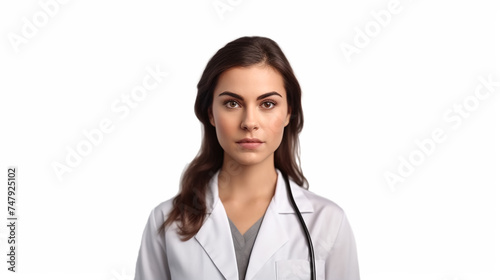 Portrait of senior woman doctor wearing glasses and uniform stand isolated on grey studio background  mature female medical nurse or practitioner with stethoscope look at camera. Healthcare concept