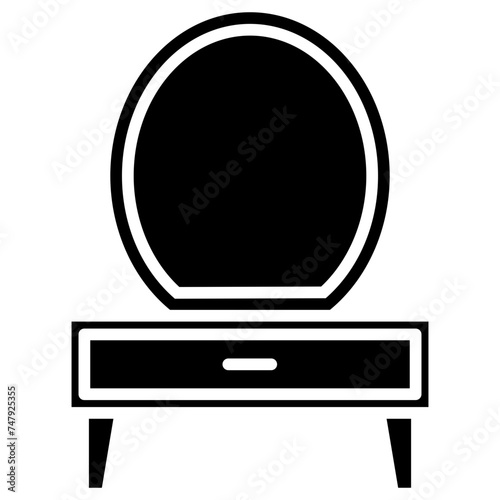 dressing table glyph icon, use for modern concept, app, and web development.