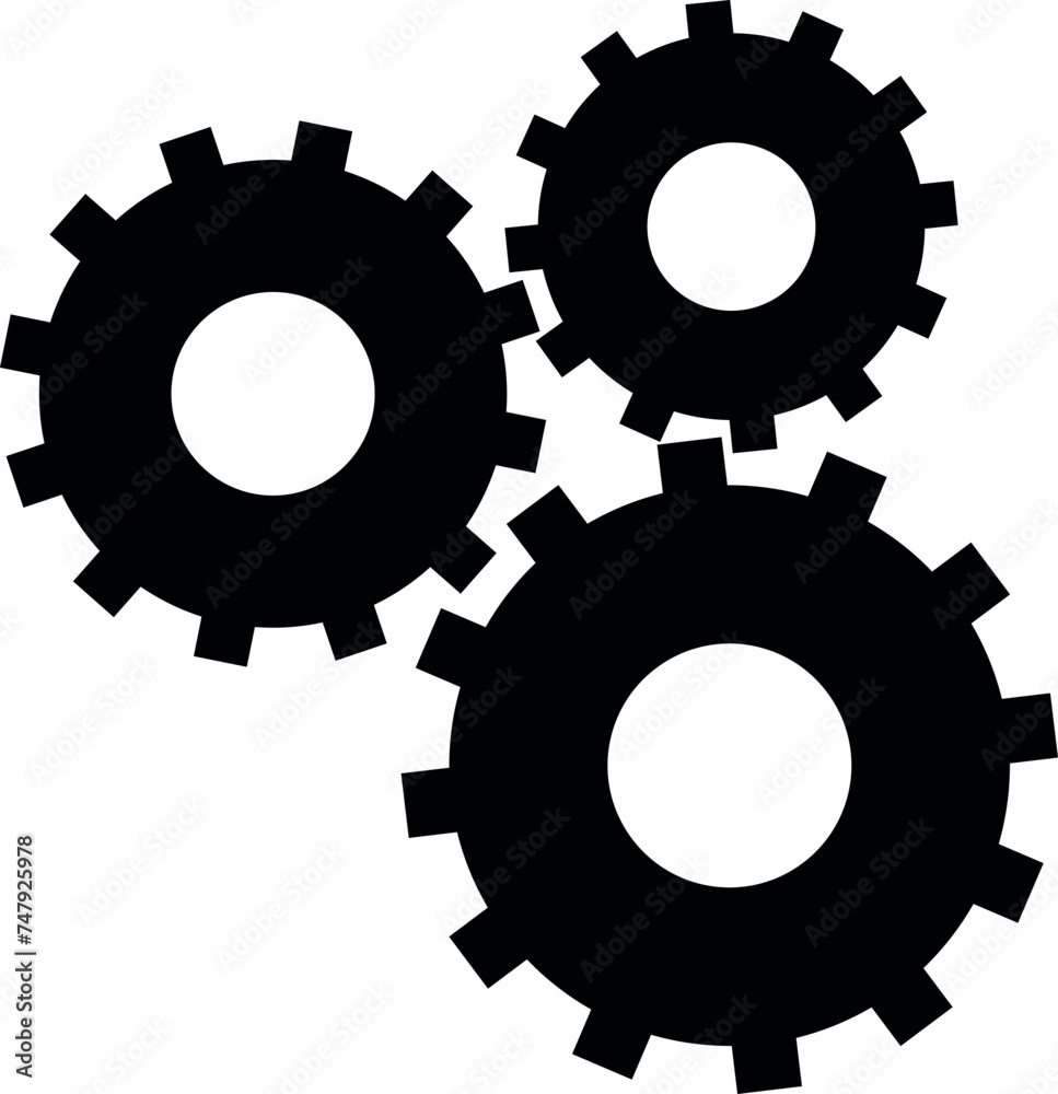 Gear Machine Icon in Flat Style. Vector Illustration.