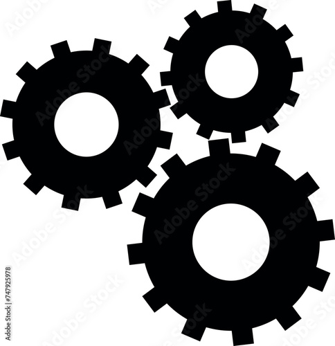 Gear Machine Icon in Flat Style. Vector Illustration.