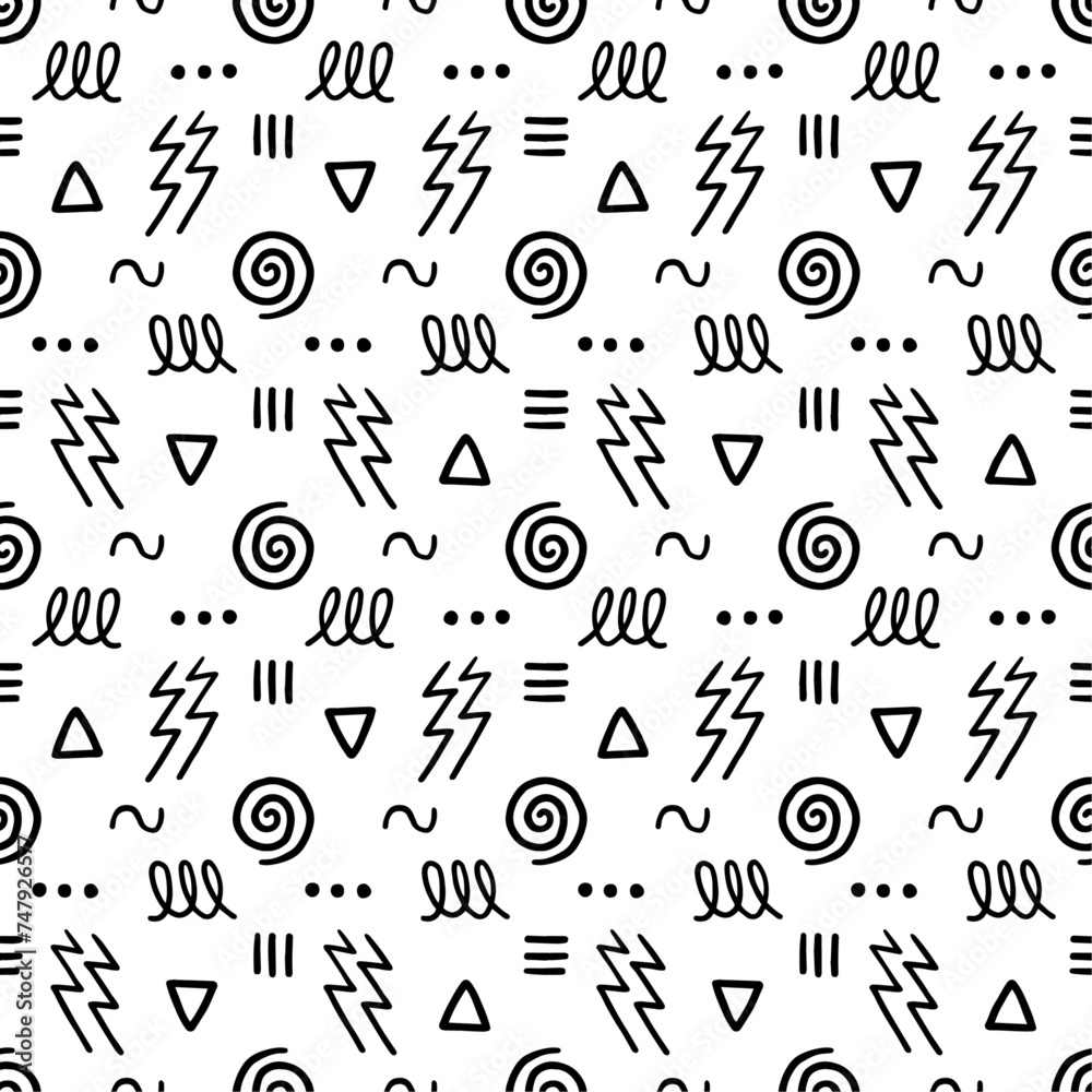 Abstract seamless pattern design, Simple brush lines hand drawn, Black line doodle seamless pattern on white background, Modern vector illustration for background, textile, fabric, wrapping paper. Abstract seamless pattern design, Simple brush lines hand drawn, Black line doodle seamless pattern on white background, Modern vector illustration for background, textile, fabric, wrapping paper.