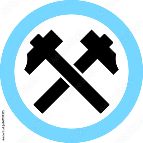Crossed Hammers Icon in Flat Style. Vector Illustration.