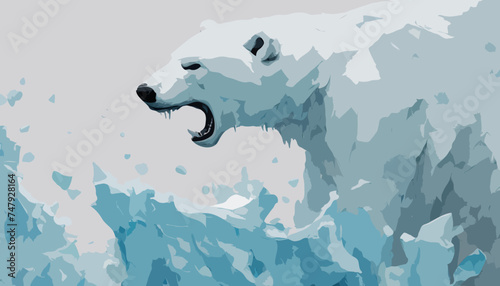 Eisbär. Konzept: Artensterben durch Klimawandel. trendiger Hintergrund für Tapeten, Poster, Karten, Einladungen, Websites.