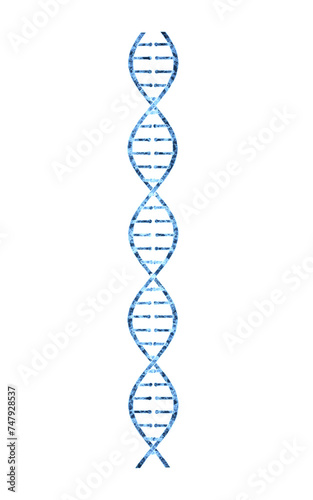 DNA with blue transparent structure, 3d rendering.