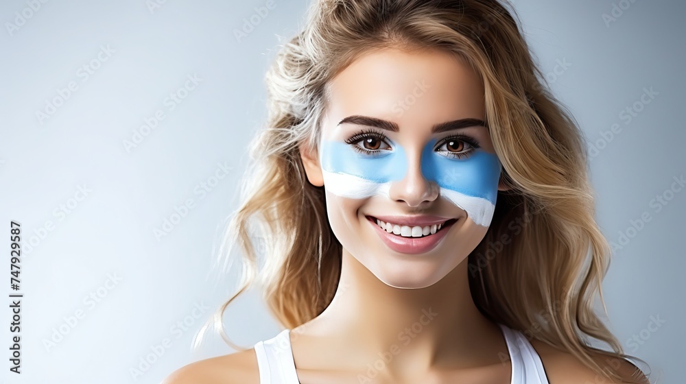 Portrait of Argentina Football Fan Girl with Blond Hair Portrait of Argentina Football Fan Girl with Blond Hair