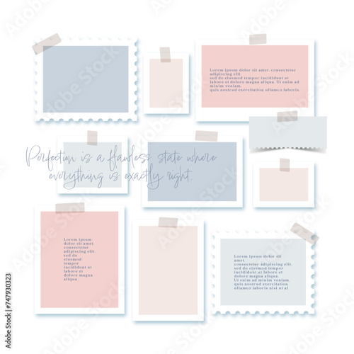 Vector photo collage template moodboard pictures grids vector illustration, vision board	