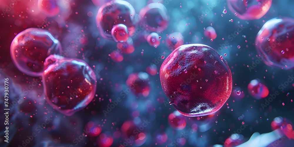 Exploring the World of Human and Embryonic Stem Cells through Microscopic D Rendering. Concept Stem Cells, Embryonic Development, Microscopy, 3D Rendering, Biomedical Research Exploring the World of Human and Embryonic Stem Cells through Microscopic D Rendering. Concept Stem Cells, Embryonic Development, Microscopy, 3D Rendering, Biomedical Research