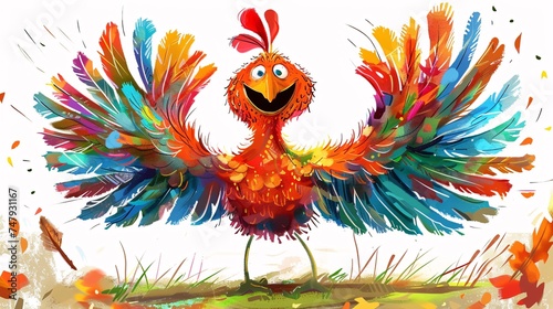 Colorful Chicken with a Smile A Happy  Vibrant  and Creative Image for Adobe Stock Generative AI