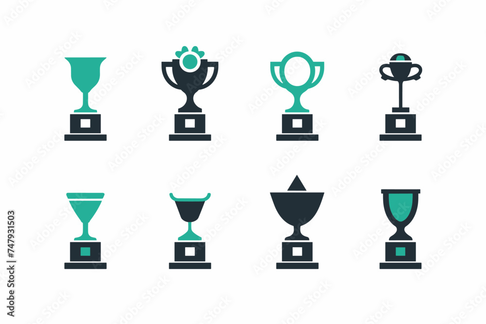 Trophy icons on white background. Vector illustration Trophy icons on white background. Vector illustration