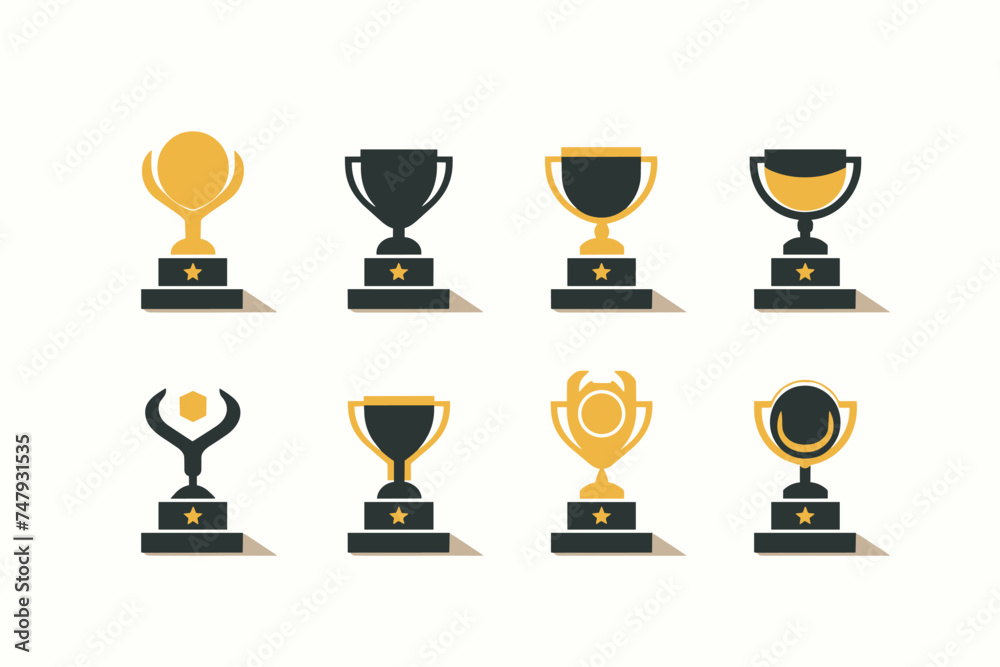 Trophy icons on white background. Vector illustration Trophy icons on white background. Vector illustration