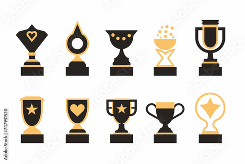 Trophy icons on white background. Vector illustration