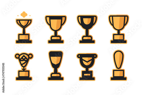 Trophy icons on white background. Vector illustration