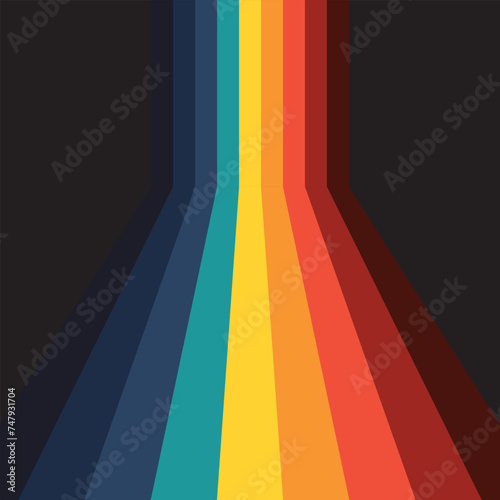 Wallpaper Mural Retro stripes in a perspective. Vintage lines background. Sixties and seventies style graphic design. Abstract modern vertical background with copy space. 3D illusion. Vector illustration, clip art. Torontodigital.ca
