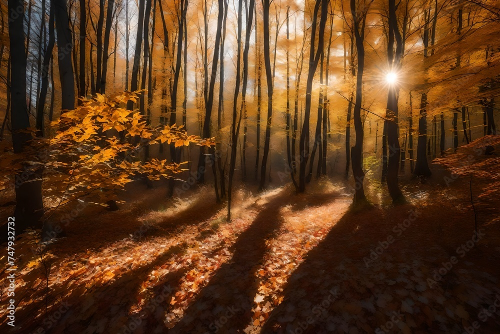 autumn forest in the morning