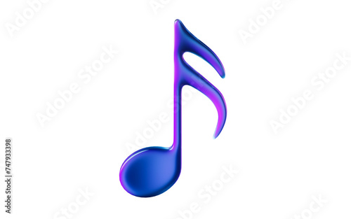 Obraz na plátně Music notes with dark neon light effect, 3d rendering.
