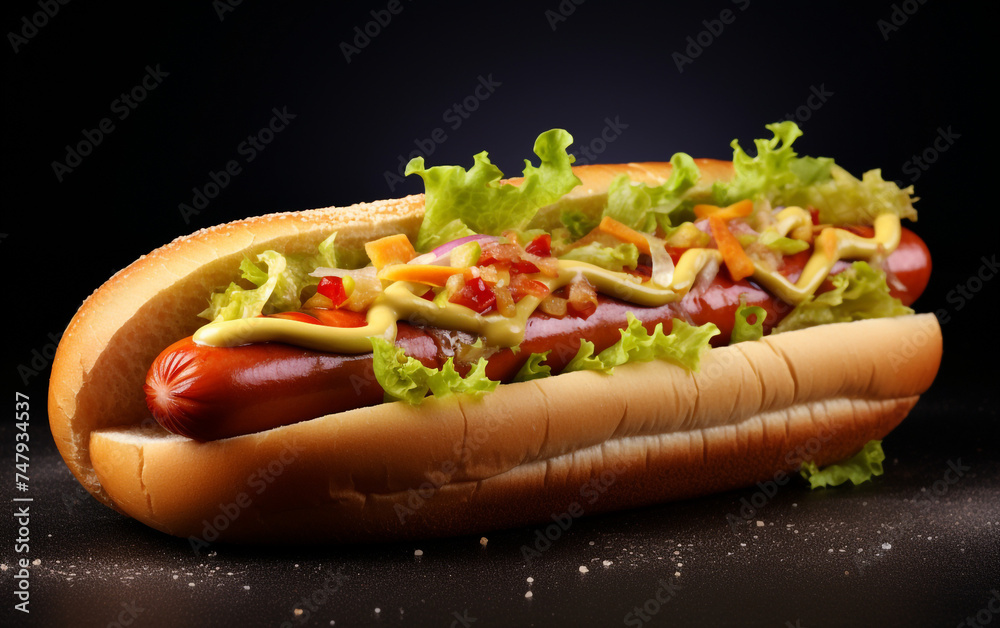 Delicious hot dog cut out on the white background сreated with Generative Ai Delicious hot dog cut out on the white background сreated with Generative Ai