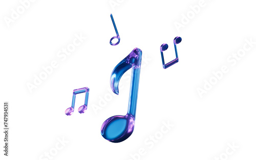 Obraz na płótnie Music notes with dark neon light effect, 3d rendering.
