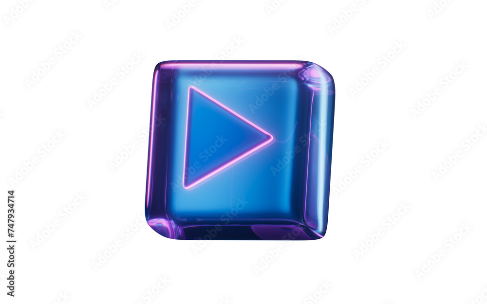 Fototapeta premium Player icon with dark neon light effect, 3d rendering.