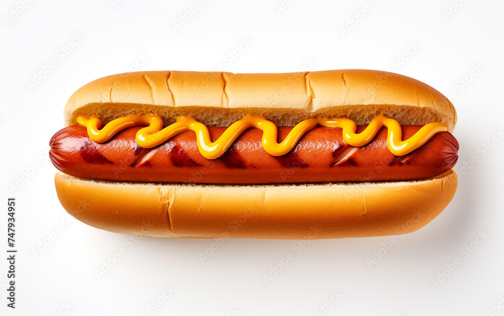 Delicious hot dog cut out on the white background сreated with Generative Ai Delicious hot dog cut out on the white background сreated with Generative Ai