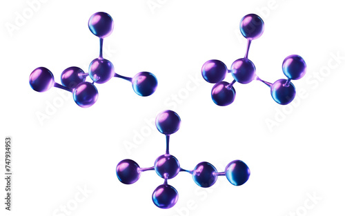 Molecule with dark neon light effect  3d rendering.