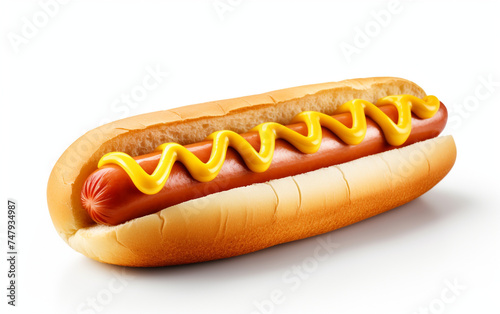 Delicious hot dog cut out on the white background сreated with Generative Ai