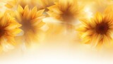 Double exposure sunflowers frame with free copy space, warm bright colors greeting card template