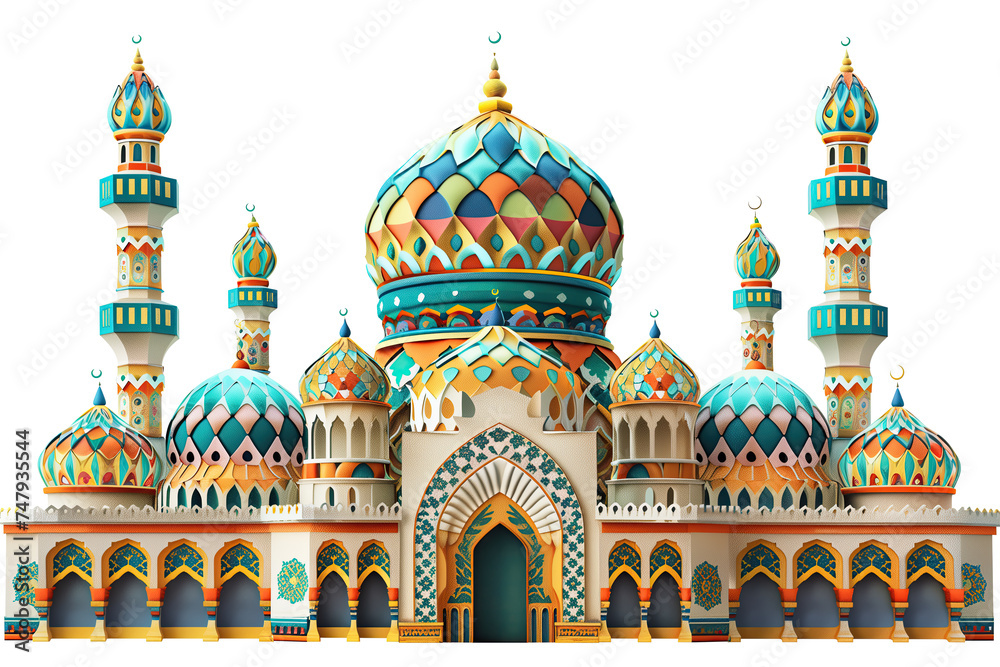 cartoon ramadan ornament islamic mosque islamic architecture decoration isolated on white background. ramadan kareem holiday celebration concept cartoon ramadan ornament islamic mosque islamic architecture decoration isolated on white background. ramadan kareem holiday celebration concept