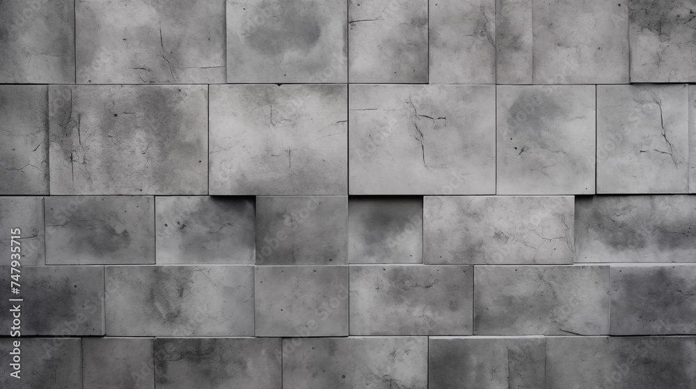 Obraz premium Abstrakcyjne ceglane szare tło - dekoracyjna murowana ściana z kamienia, tapeta trójwymiarowa. Surowe wykończenie wnętrza