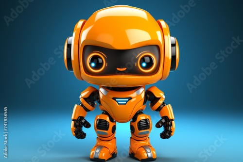 Playful and charming 3d cartoon android character, cute and funny robot illustration. © Aliaksandra