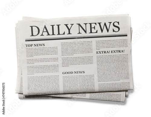 Business Newspaper isolated, Daily Newspaper mock-up concept, PNG transparency with shadow