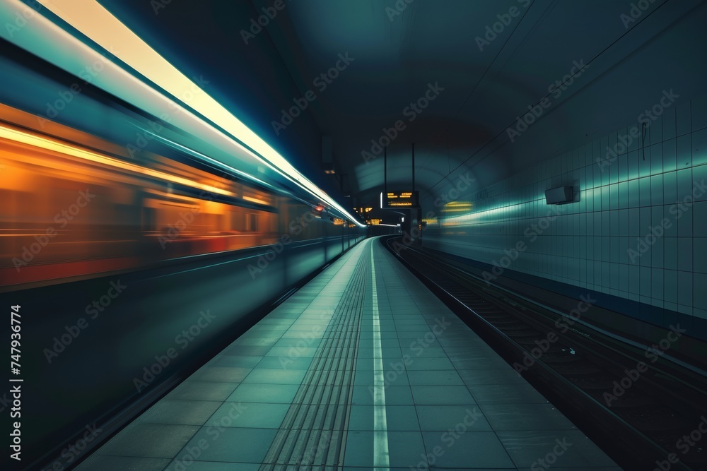 Einfahrender Zug im Bahnhof - obrazy, fototapety, plakaty 
