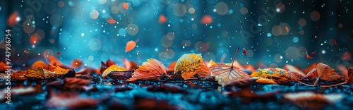 Fall Foliage Frenzy A Rainy Night in October Generative AI