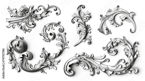 Elegant ornate scrolls on a clean white backdrop, perfect for design projects