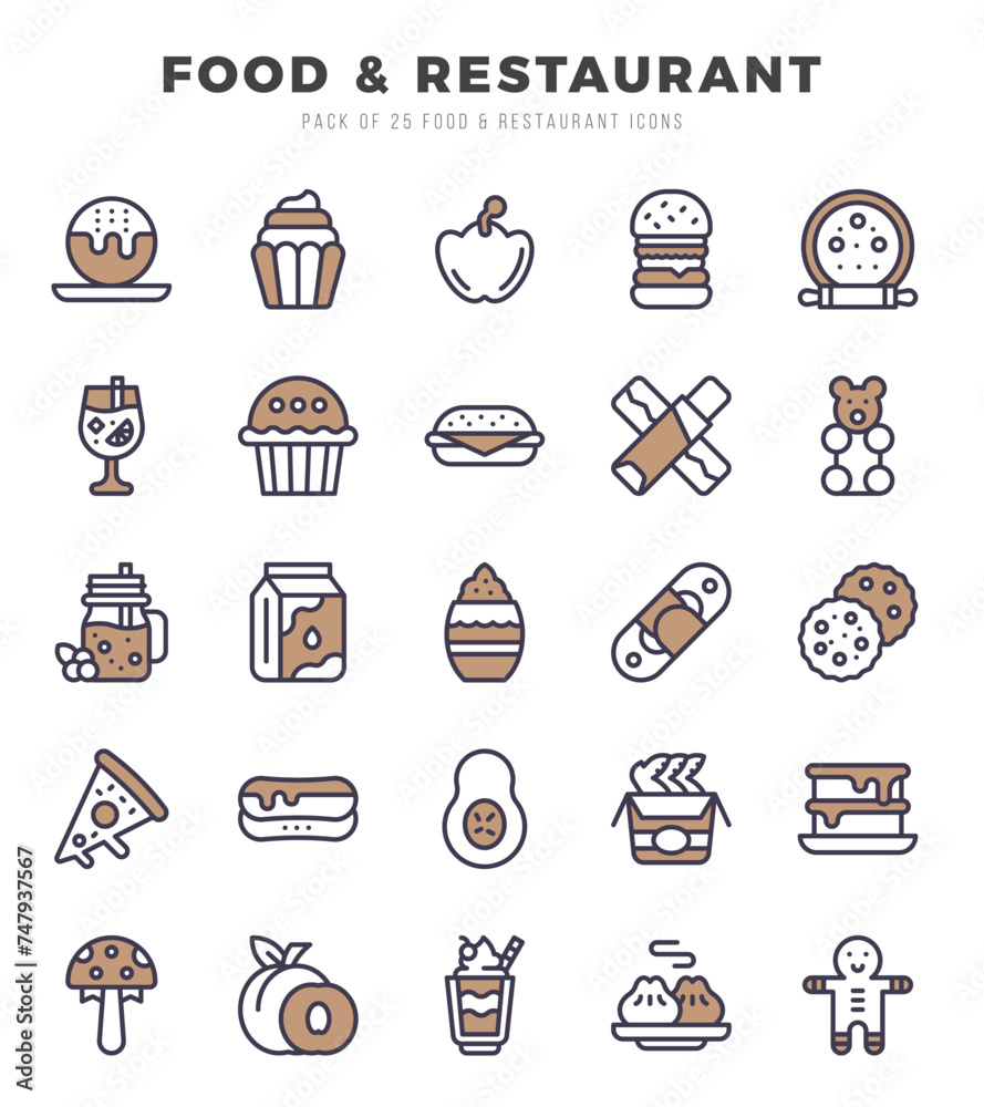 Food and Restaurant web icons in Two Color style. Food and Restaurant web icons in Two Color style.