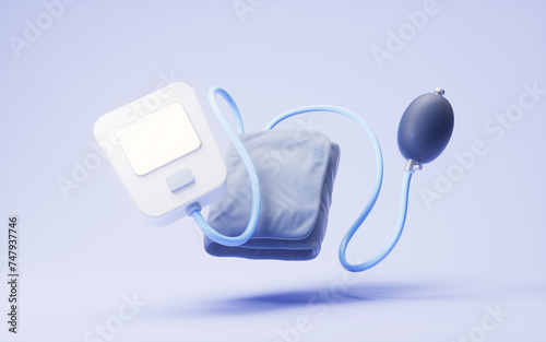 Blood pressure monitor with medical concept  3d rendering.