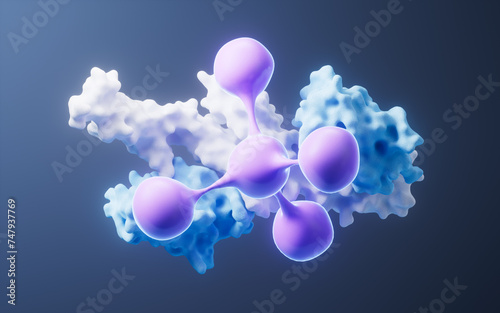 Biological protein and molecule, 3d rendering. photo