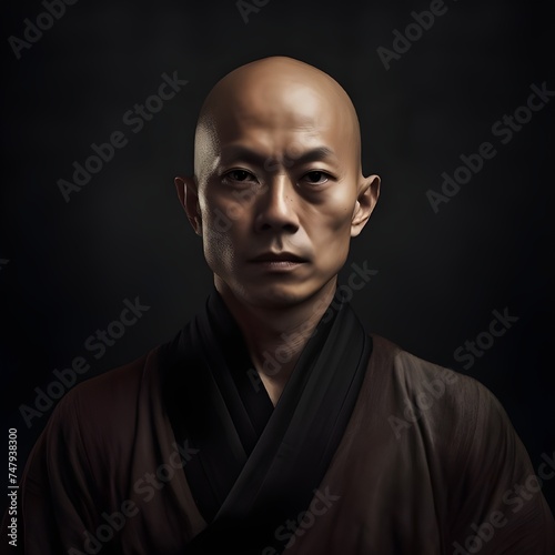 Chinese monk with serious look