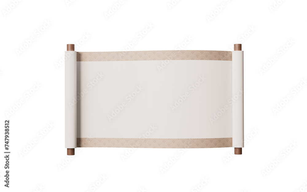 Blank Chinese ancient reel banner, 3d rendering.