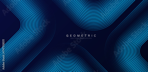 Geometric abstract background. Modern blue gradient rounded square shape lines design. Geometry pattern. Futuristic concept. Suit for poster, cover, banner, business, presentation, website, flyer