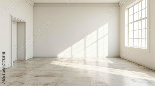 Empty room with white wall and floor mock up.