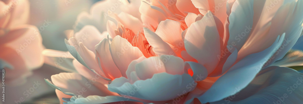 DSLR macro of a peony layers of petals