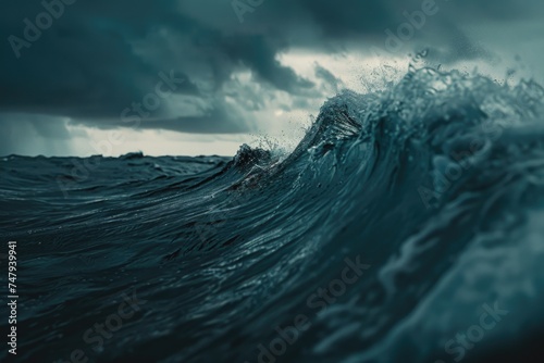 A powerful wave in the open sea, suitable for various design projects