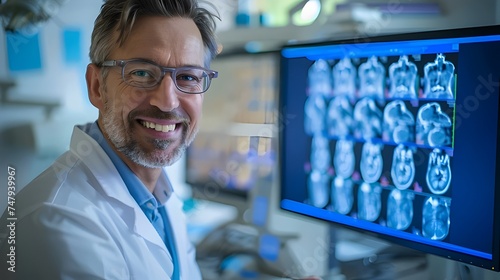 doctor smiling and x ray mo...