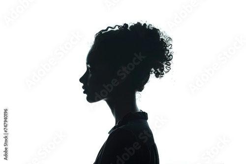 A silhouette of a woman with curly hair. Ideal for diverse projects