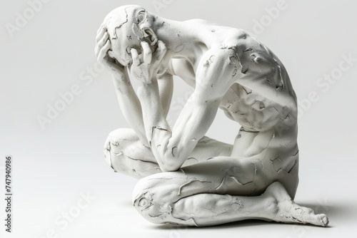 A statue of a man kneeling down. Suitable for various concepts © Fotograf