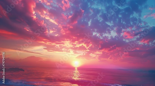 Beautiful sunset over the ocean, perfect for travel and nature concepts
